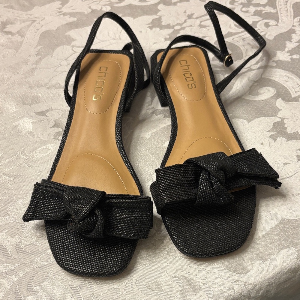 Chico's Black Knot Front Slingback Ankle strap sandals